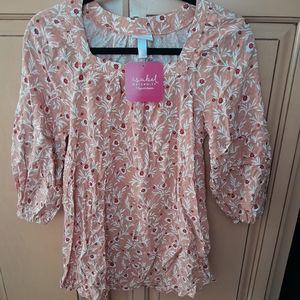 Isabel Maternity Women's Peach/White Top Size XS